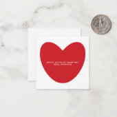 Zou je mijn Valentijn zijn? Schattig rood hart gew Notitiekaartje (Voorkant / Achterkant in situ)