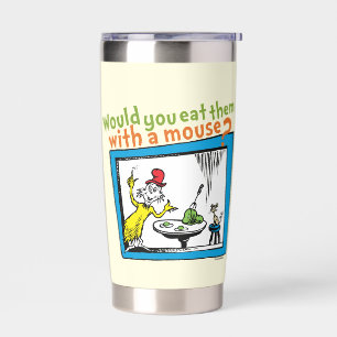 Zou je ze met een muis eten? geïsoleerde drinkbeker