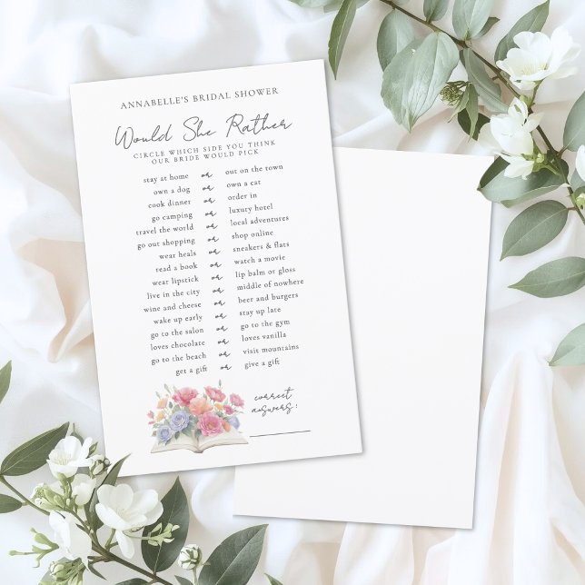 Zou Liever Bruidsmeisjes Bruiloft Spel (Would Rather Book Bridal Shower Game)
