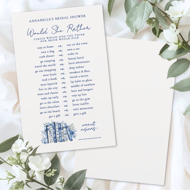 Zou Liever Bruiloft Bruidsfeest Spel (Would Rather Blue Book Bridal Shower Game )