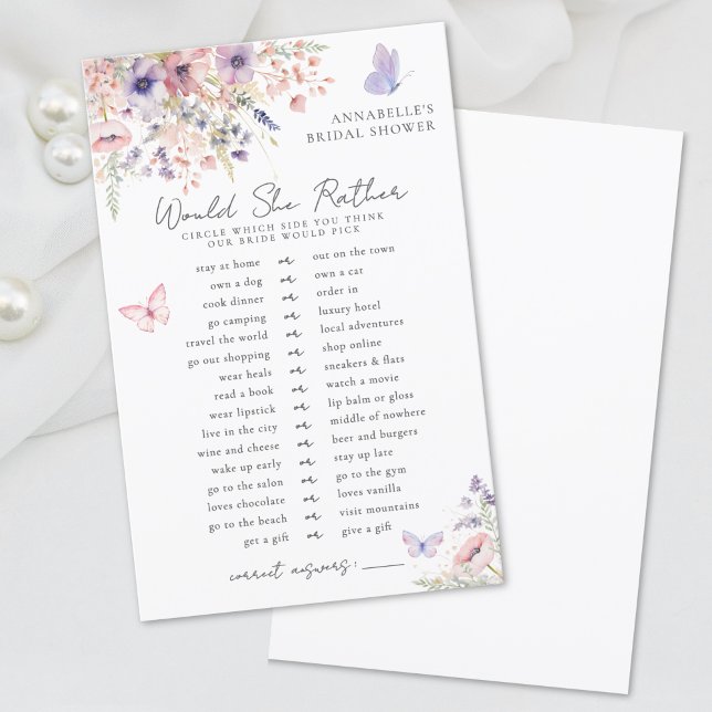 Zou Liever Vlinder Wilde Bloemen Bruidsfeest (Would Rather Butterfly Wildflower Bridal Shower)