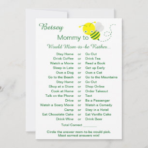 Zou mam liever Baby shower spel Kaarten