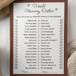 Zou mama liever Baby shower spel Kaart