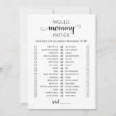 Zou mama liever Baby shower spel Kaart (Voorkant)