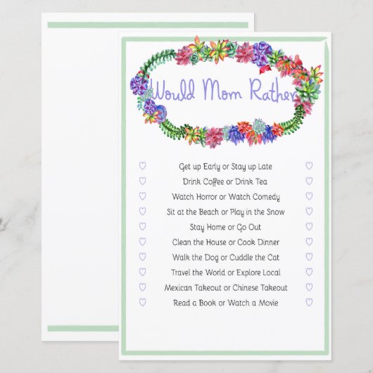 Zou mama liever een leuk Baby shower spelen? (Voorkant / Achterkant)