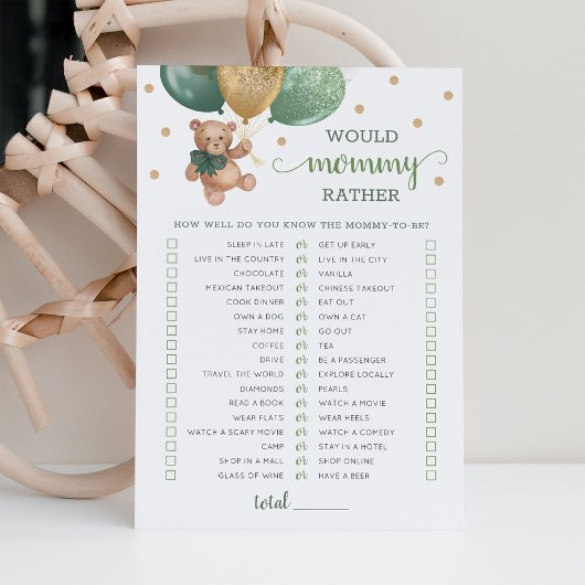 Zou mama liever spel Baby shower Party Kaart