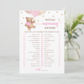 Zou mama liever spel Baby shower Party Kaart (Staand voorkant)