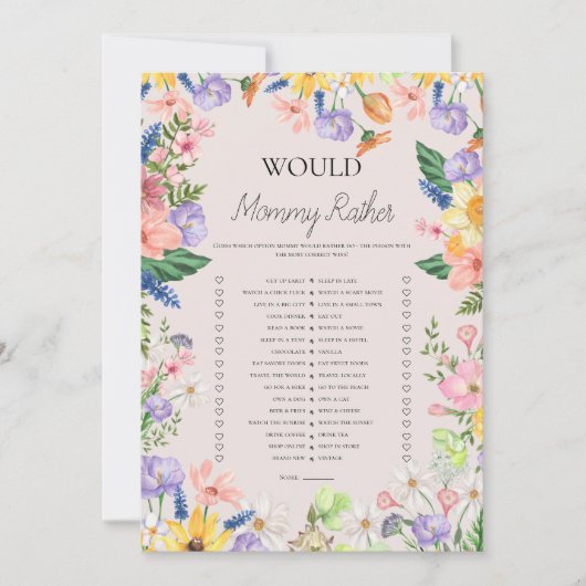 Zou mama liever spel Baby shower Party Kaart (Voorkant)