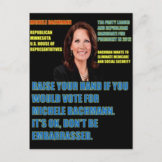 Zou u voor Michele Bachmann stemmen? Briefkaart (Voorkant)