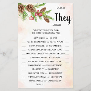 Zou 'Would They Rather' Kerst Douche Spelkaart Flyer