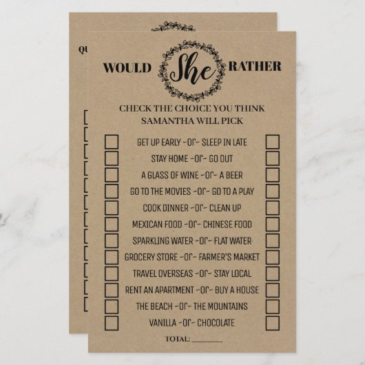 Zou ze een tweetalige tweetalige douche willen gev (Voorkant / Achterkant)