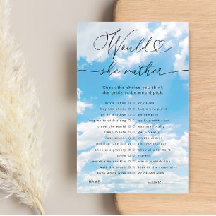 Zou ze liever 9 Vrijgezellenfeest spel wolken?