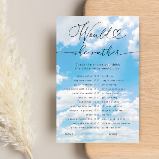 Zou ze liever 9 Vrijgezellenfeest spel wolken?