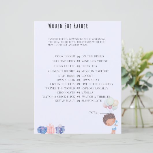 Zou ze liever Baby shower spelen? (Staand voorkant)