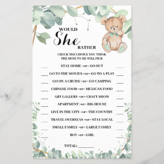 Zou ze liever Beer Greenery Shower Game Card wille Flyer