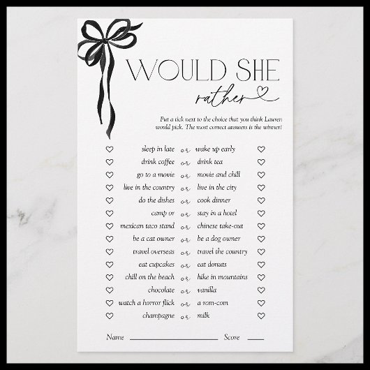 Zou ze liever Black Bow Vrijgezellenfeest spel