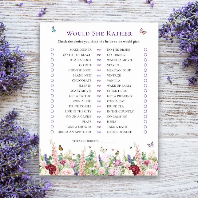 Zou ze liever bloemig Vrijgezellenfeest spel (Creator heeft geüpload)