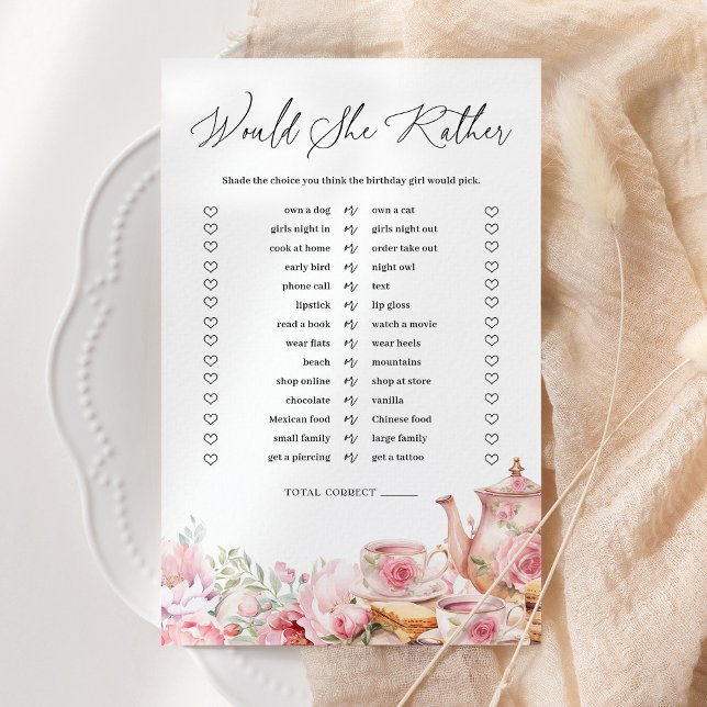 Zou ze liever blozen roze bloementhee partij spel (Creator heeft geüpload)