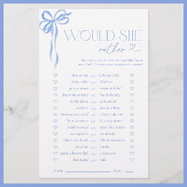 Zou ze liever Blue Bow Vrijgezellenfeest spel