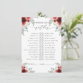 Zou ze liever Champagne Floral Party Game Enclo wi Informatiekaartje (Staand voorkant)