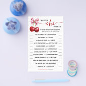 Zou ze liever Cherry Baby shower Game Kaart (Enkel)