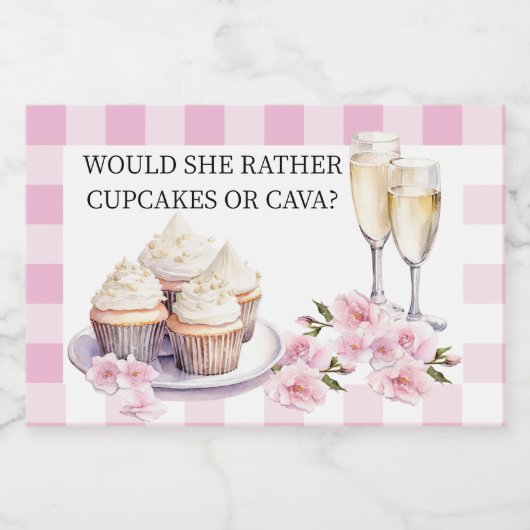 Zou ze liever cupcake of cava champagne sparkling wijnetiket (Enkel label)