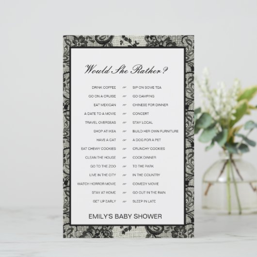 Zou ze liever een Baby shower-spel laten afdrukken (Staand voorkant)