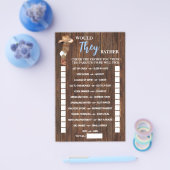 Zou ze liever een cowboy Baby shower spel Kaart (Enkel)
