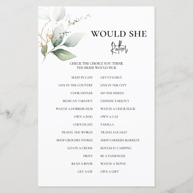 Zou ze liever een groenery brudal spel hebben? (Voorkant)