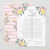 Zou ze liever een lichte cocktail bruids spel informatiekaartje (Voorkant / Achterkant)