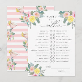 Zou ze liever een lichte cocktail bruids spel informatiekaartje