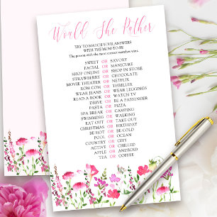 Zou ze liever een roze Wildflower Shower Quiz Game