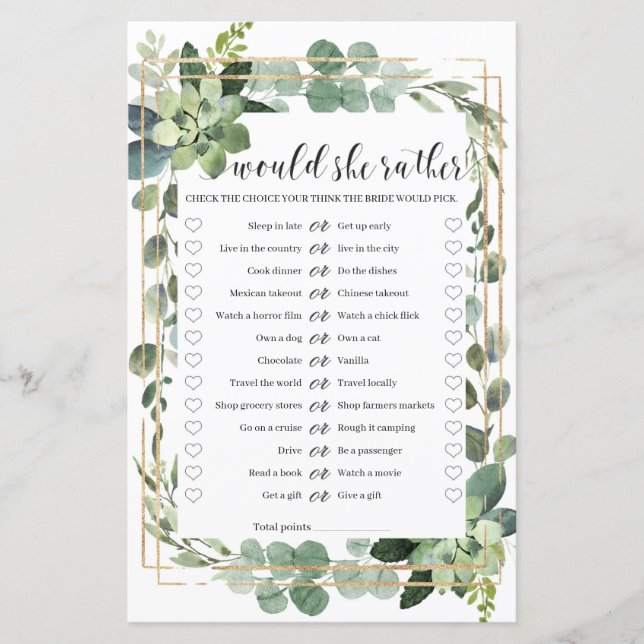 Zou ze liever een vrijgezellenfeest-game groen gou (Voorkant)