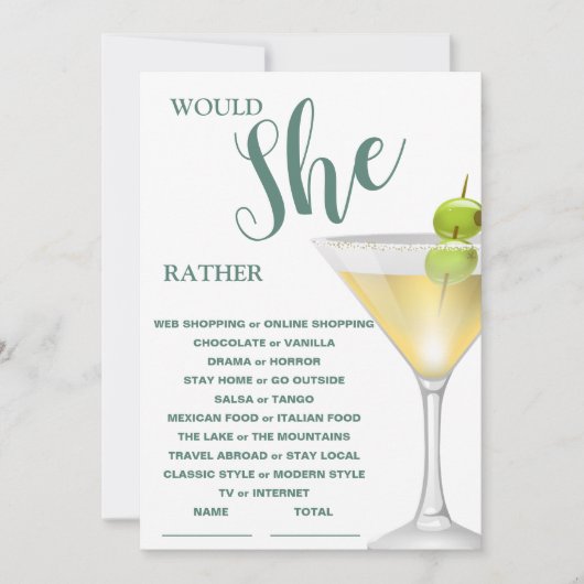 Zou ze liever een Vrijgezellenfeest met elegant wi Kaart (Voorkant)