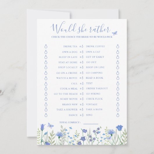 Zou ze liever een Vrijgezellenfeest spelkaart hebb Kaart (Voorkant)