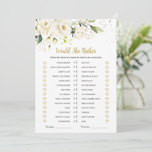 Zou ze liever een witte rozen Vrijgezellenfeest sp Kaart (Staand voorkant)