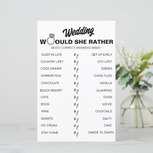 Zou ze liever? Game Fun Vrijgezellenfeest spel (Staand voorkant)