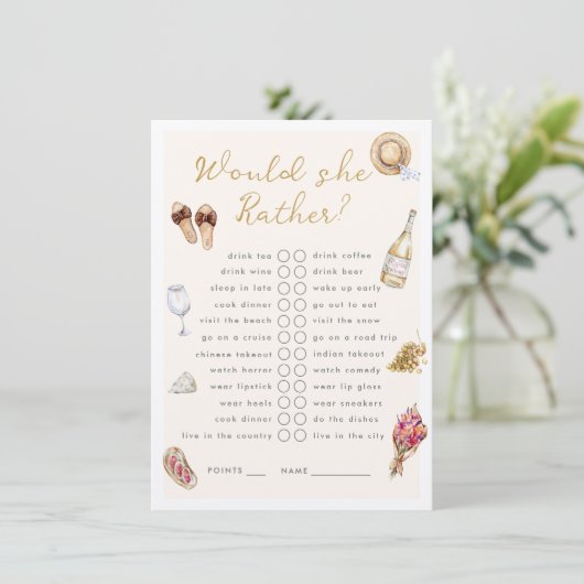 Zou ze liever geen Winery Picnic Bachelorette will Informatiekaartje (Staand voorkant)