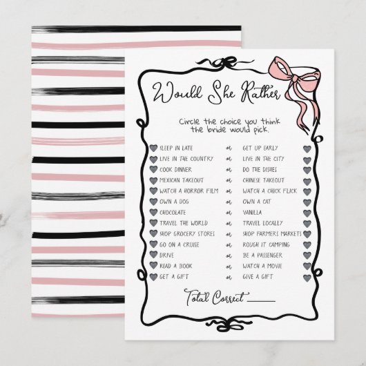 Zou ze liever hand getrokken boog Vrijgezellenfees Kaart (Voorkant / Achterkant)