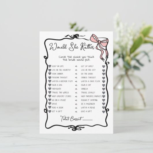 Zou ze liever hand getrokken boog Vrijgezellenfees Kaart (Staand voorkant)