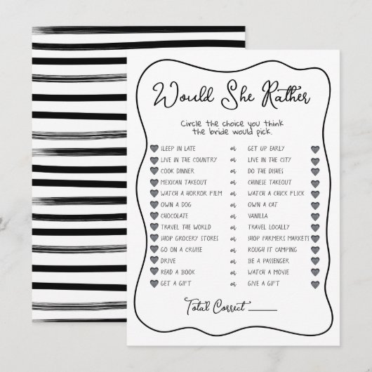 Zou ze liever handgetekend Vrijgezellenfeest spel Kaart (Voorkant / Achterkant)