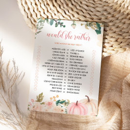 Zou ze liever herfst Baby shower spel Kaart