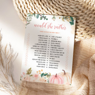 Zou ze liever herfst Baby shower spel Kaart