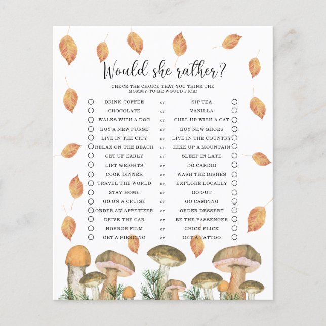 Zou ze liever - Herfst champignons Baby shower spe (Voorkant)