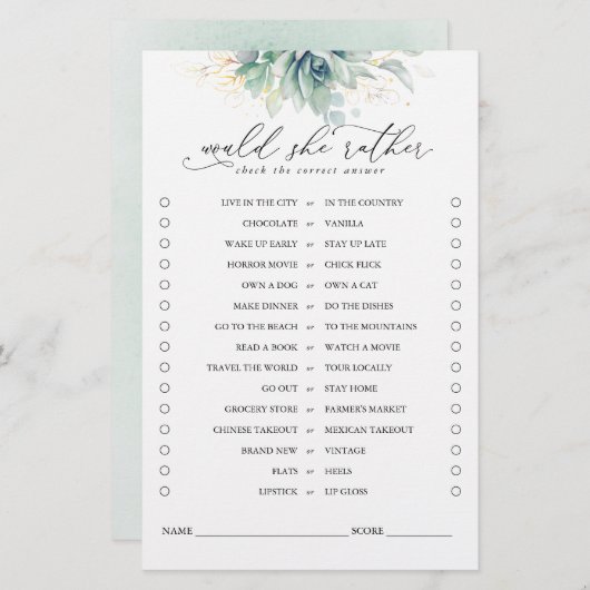 Zou ze liever het groene vrijdagspel willen winnen (Voorkant / Achterkant)