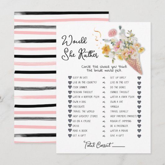 Zou ze liever het Vrijgezellenfeest spel opscheppe Kaart (Voorkant / Achterkant)