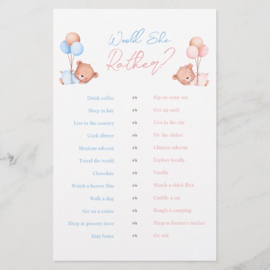 Zou ze liever jongen meisje tweeling teddy beer sp flyer (Voorkant)