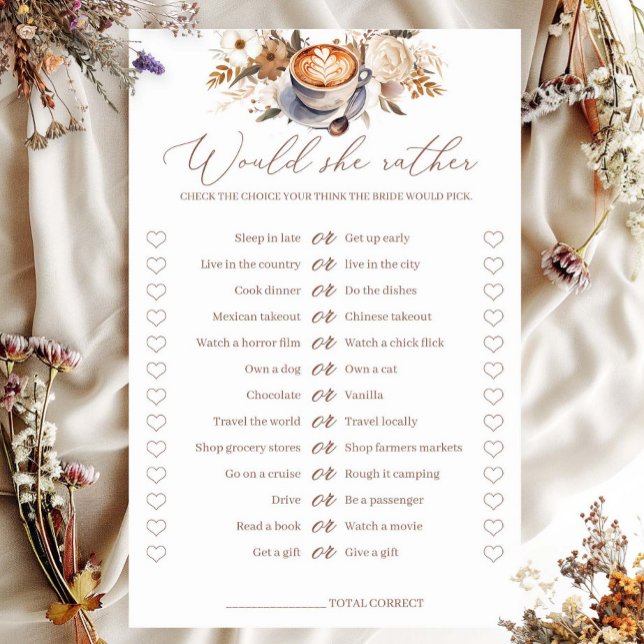 Zou ze liever koffie Vrijgezellenfeest spel (Creator heeft geüpload)