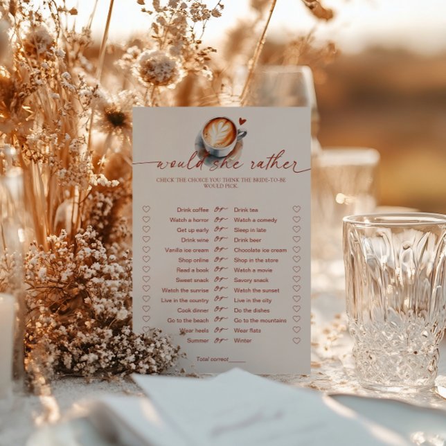 Zou ze liever koffie Vrijgezellenfeest spel (Creator heeft geüpload)