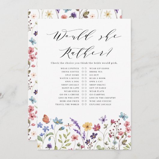 Zou ze liever liefde in Bloom Game? Kaart (Voorkant / Achterkant)